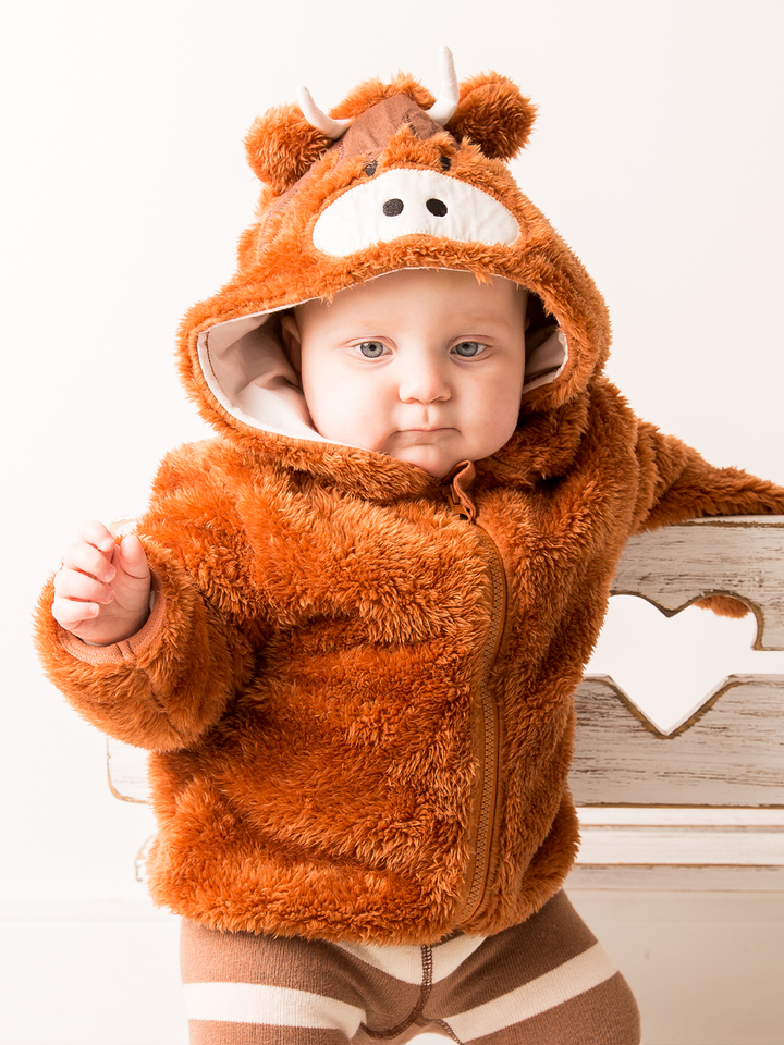 Neutral Hamish Highland Cow Hoodie: 1-2 Years