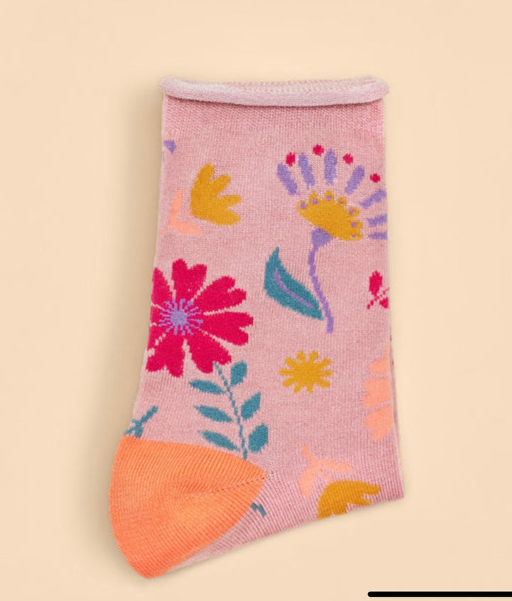 WATERCOLOUR FLOWERS ANKLE SOCKS PETAL