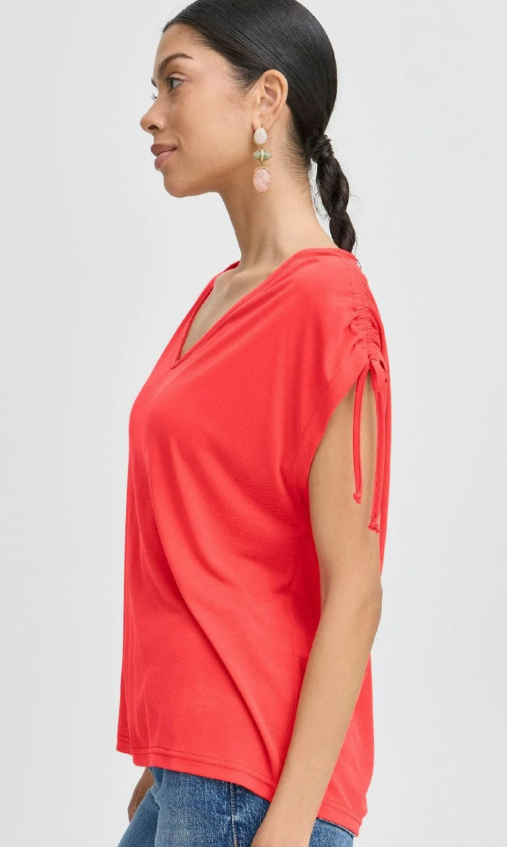 PERL STRAP T-SHIRT FLAME SCARLET