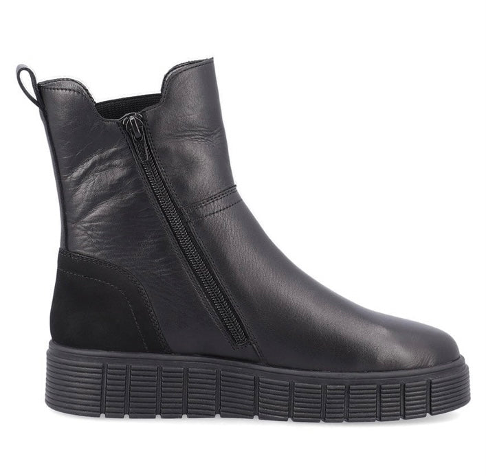 BLACK R-EVOLUTION ZIPPER ANKLE BOOT