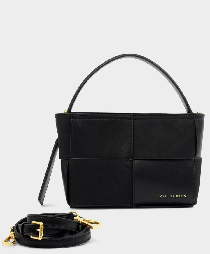 TAYA WOVEN SUEDETTE TOP HANDLE BAG BLACK