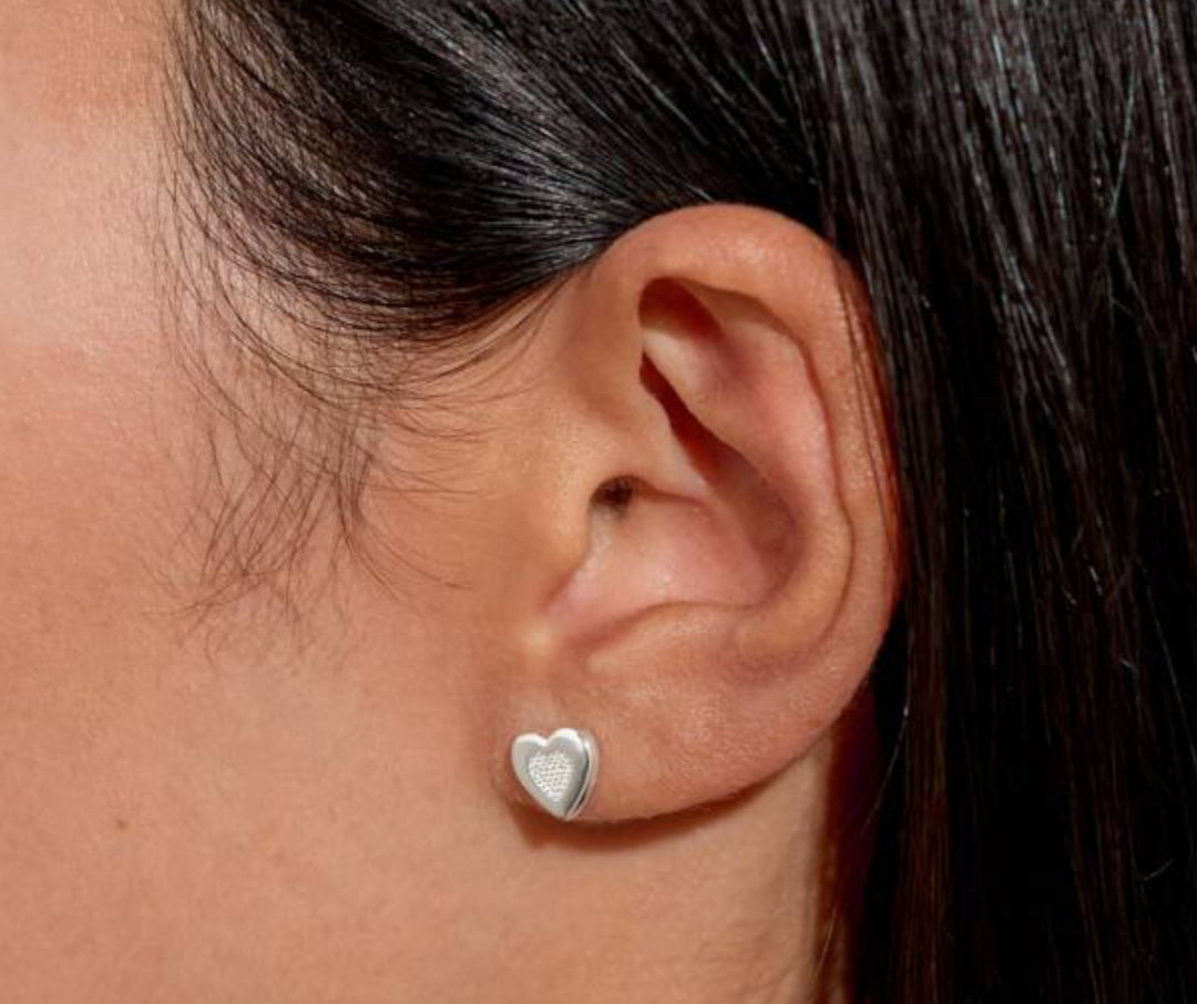 EARRING BAUBLE WITH LOVE SILVER PLATED STUDS