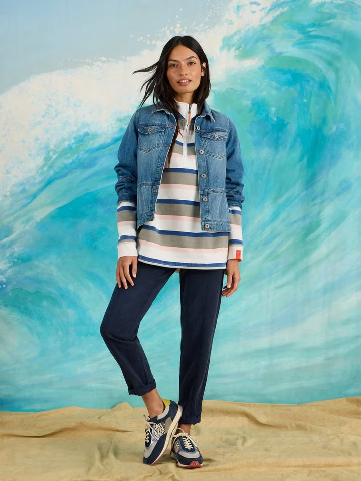 STRIPE HALF ZIP SWEAT GREEN MLT