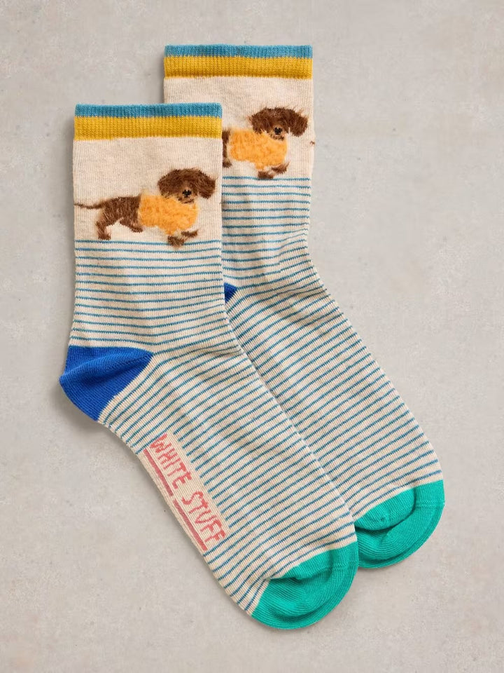 FLUFFY SAUSAGE DOG ANKLE SOCK SIZE 3-5