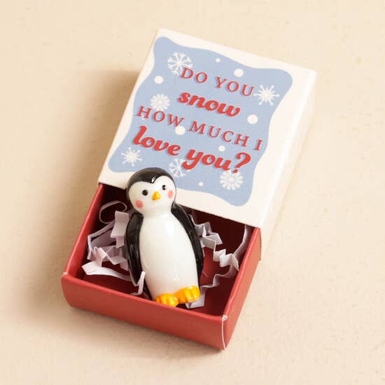 Tiny Matchbox Ceramic Tokens: Penguin