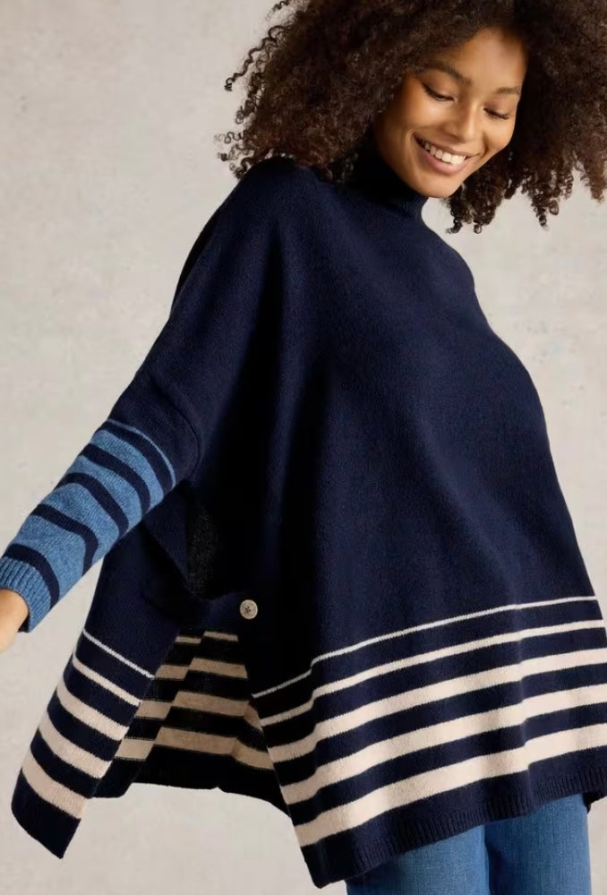 IVY SIDE SLIT THROWN ON JUMPER NAVY MULTI