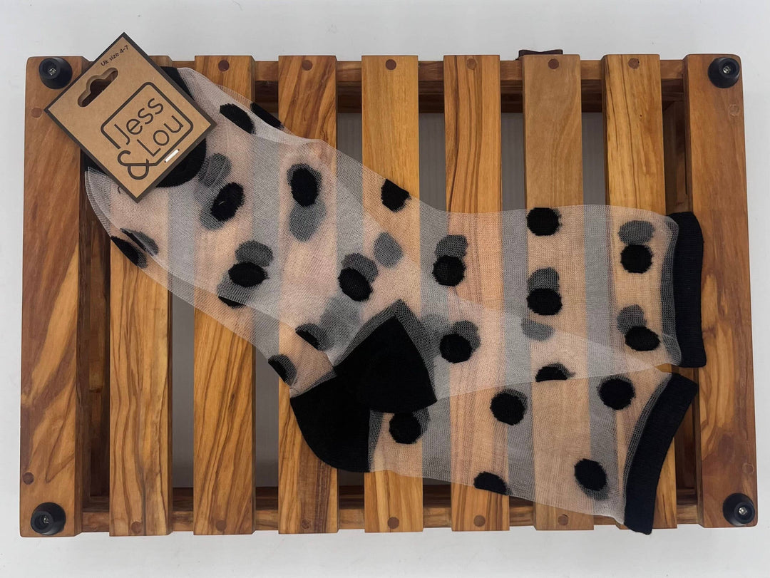 BLACK SPOTTY FASHION MESH SOCKS