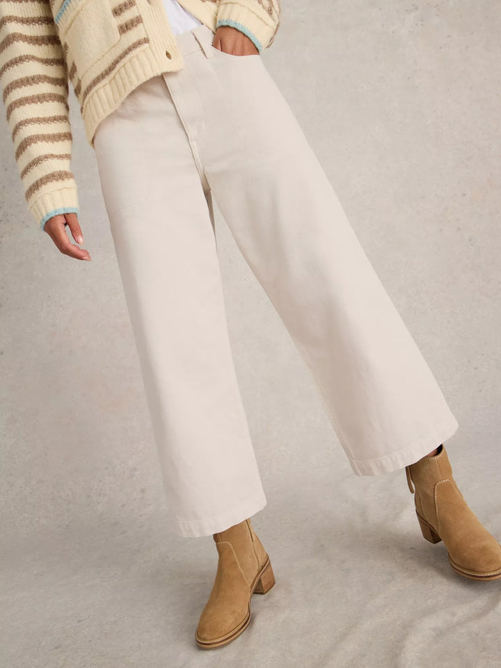 TIA WIDE LEG CROP JEAN NATURAL WHITE