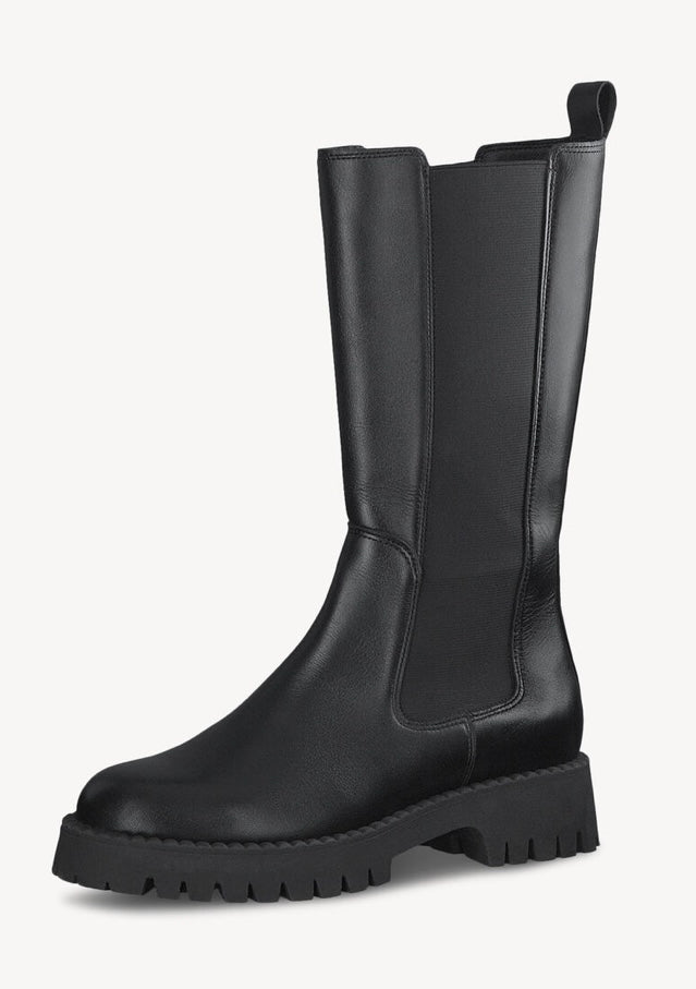 BLACK LONG LEATHER CHELSEA BOOT