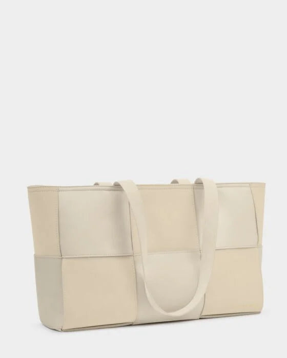 TAYA WOVEN SUEDETTE TOTE BAG | OFF WHITE / OFF WHITE SUEDETTE