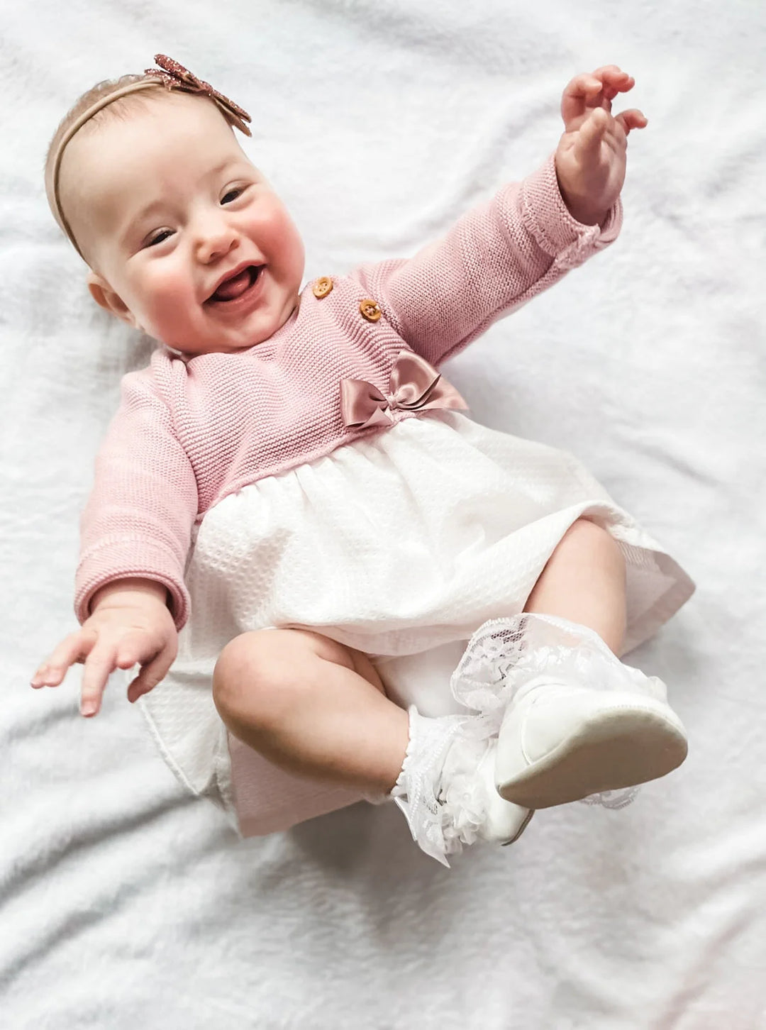 COTTON DRESS KNITTED TOP PINK 3-6 MONTHS