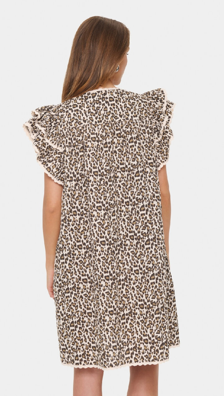 CRÈME LEOPARD STROKES KIRBY DRESS