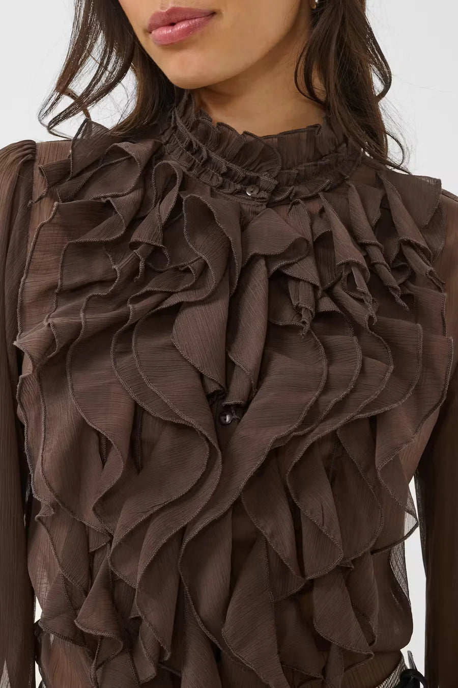 Saint Tropez Lilja Crinkle Long-Sleeve Shirt