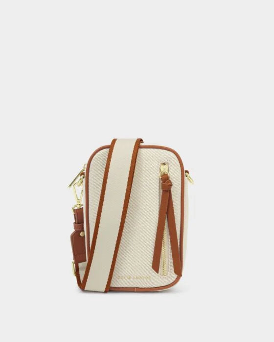 HALLIE SMALL CROSSBODY BAG COGNAC / CANVAS
