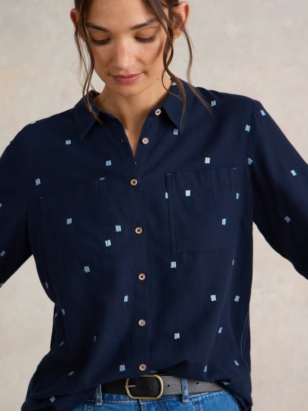 SOPHIE ORGANIC COTTON SHIRT DARK NAVY