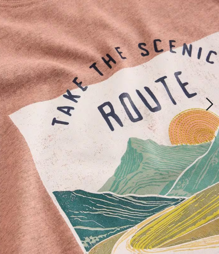 ABERSOCH GRAPHIC SCENE BIKE PINK PRINT