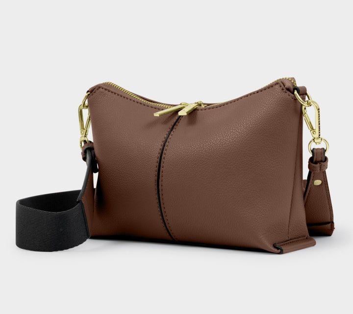 LAILA CANVAS STRAP CROSSBODY BAG| DARK CHOCOLATE