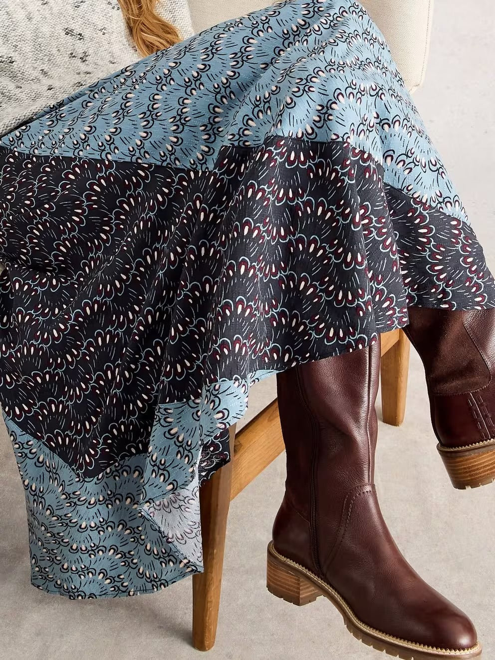 BLUE MULTI SARA MAXI SKIRT