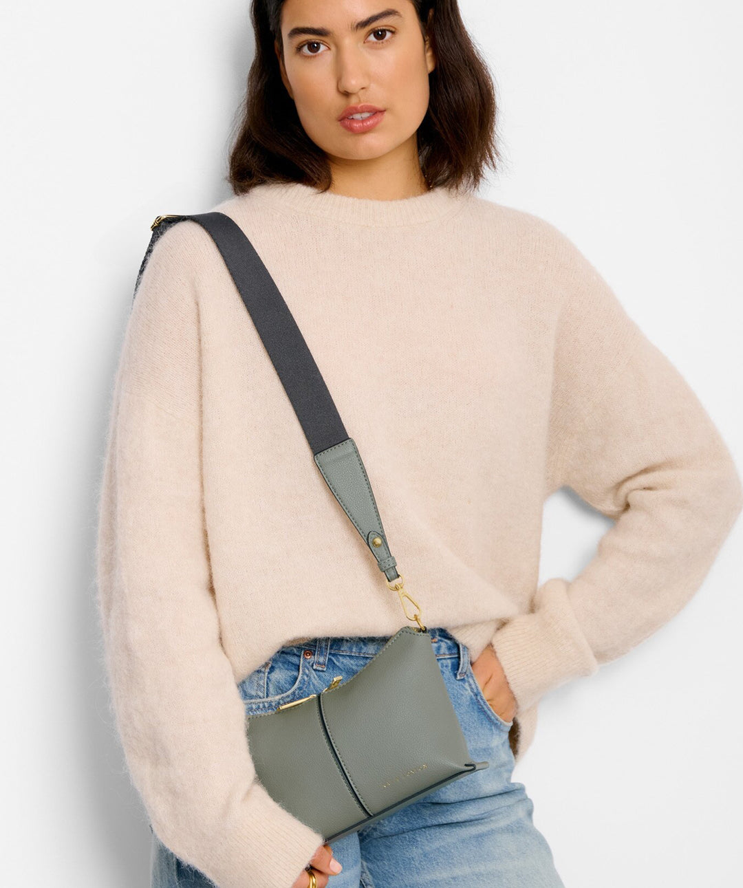 LAILA CANVAS STRAP CROSSBODY BAG| GRAPHITE GREEN