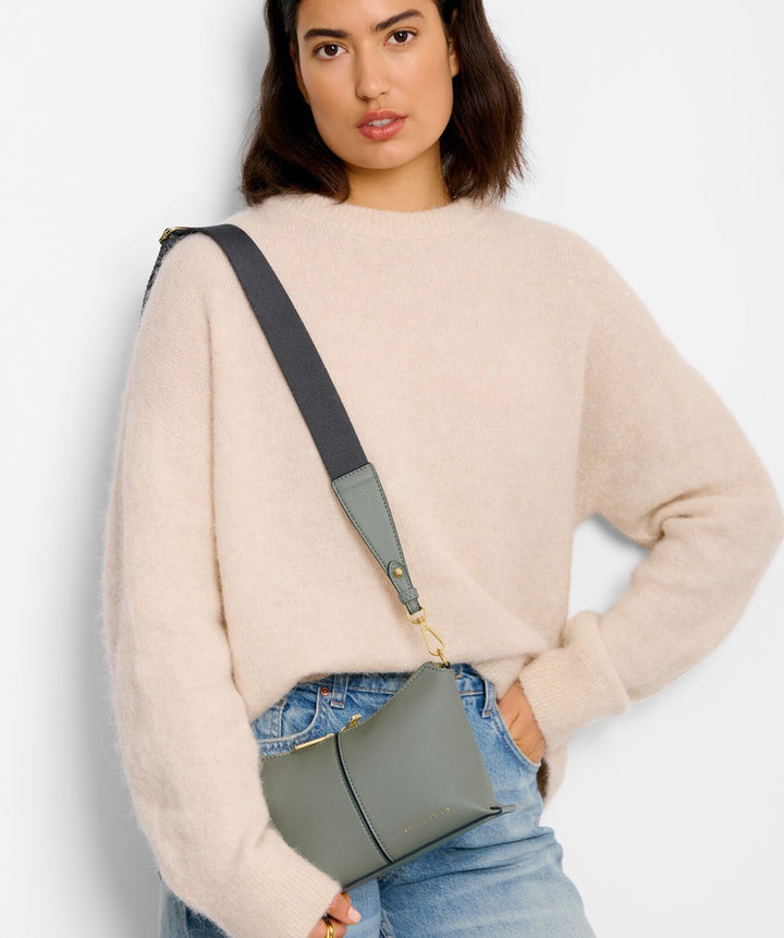 LAILA CANVAS STRAP CROSSBODY BAG| GRAPHITE GREEN