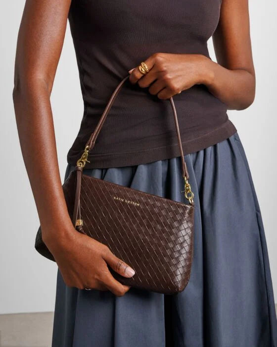 NOVA SMALL SHOULDER BAG DARK CHOCOLATE WOVEN
