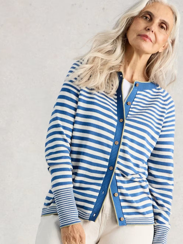 LULU STRIPE CARDI BLUE MLT
