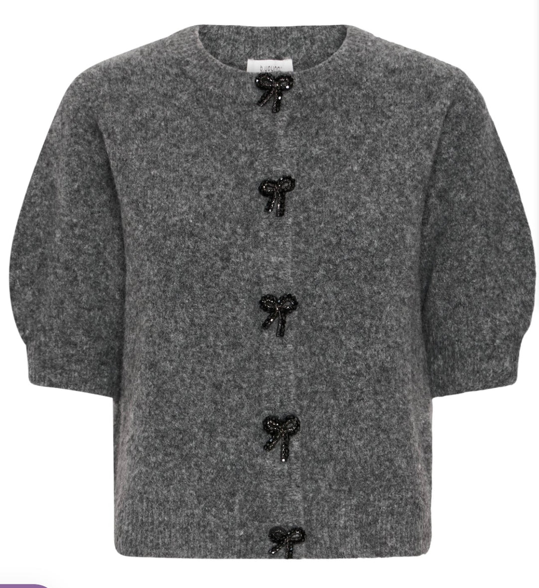 OMEA DECO CARDIGAN DARK GREY MELANGE