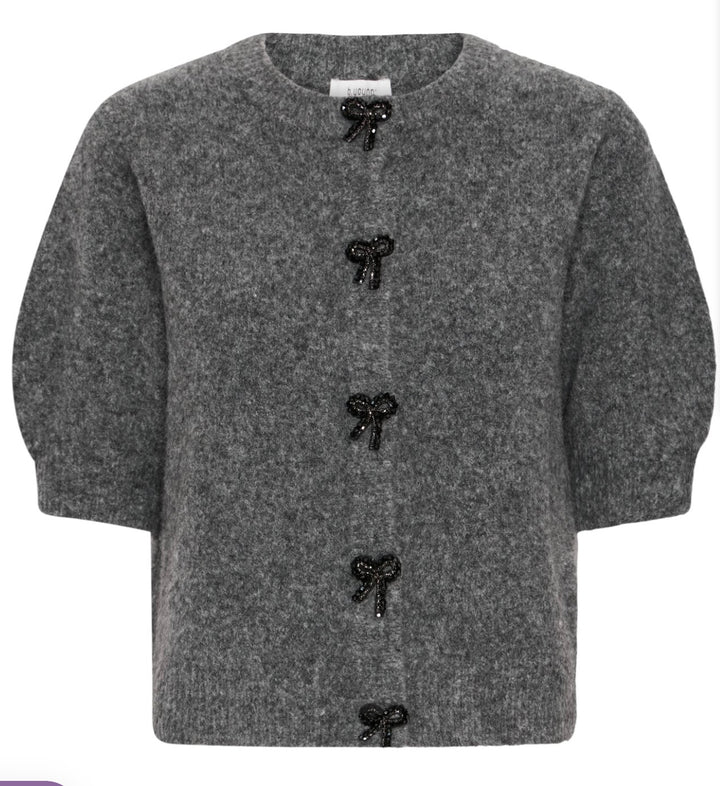 OMEA DECO CARDIGAN DARK GREY MELANGE