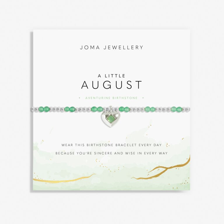 A LITTLE AUGUST ADVENTURE BIRTHSTONE SILVER PLATED BRACELET