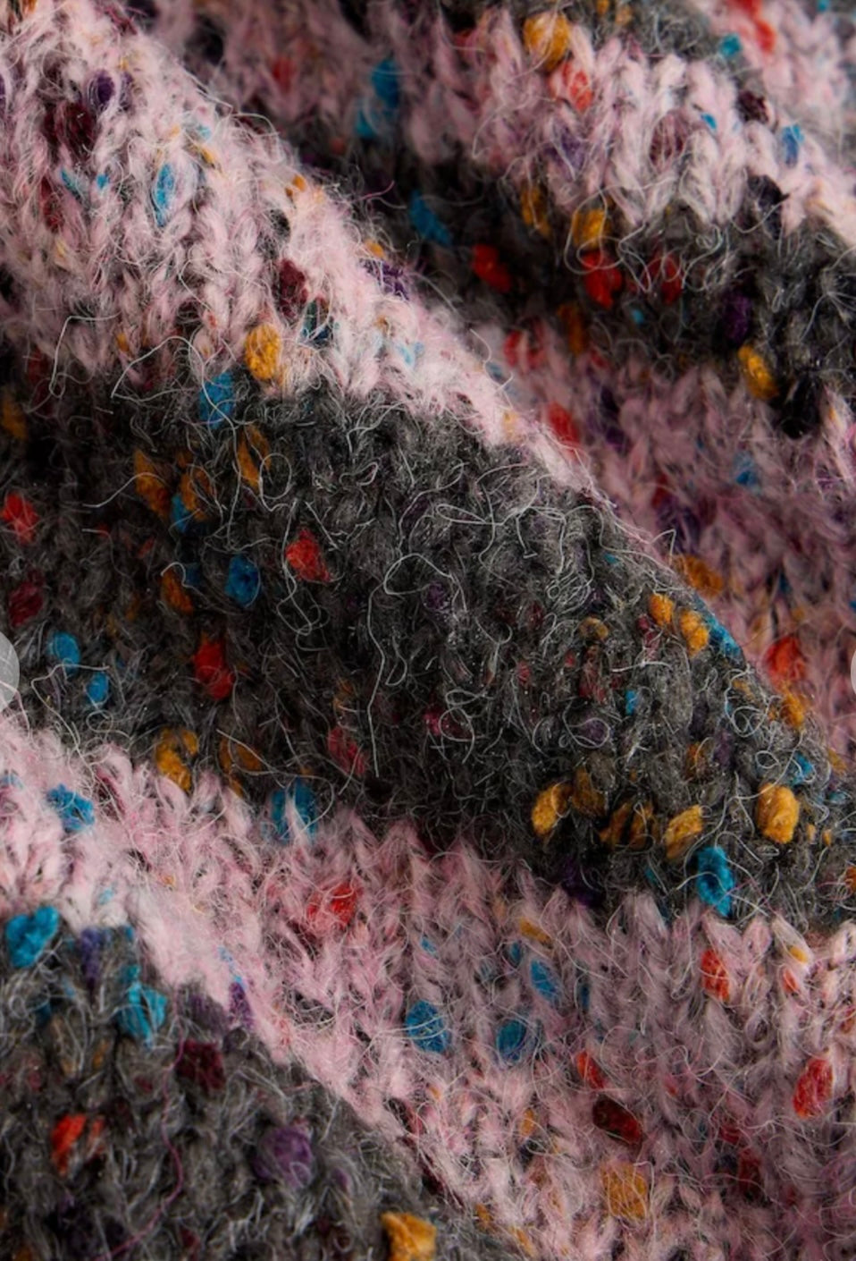 GREY MULTI PINK STRIPE TEXTURED V NECK JUMPER