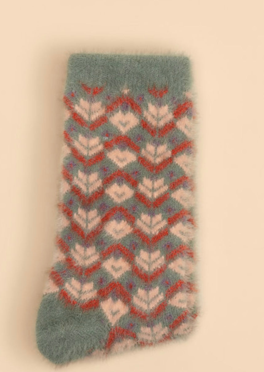 FAIR ISLE TEAL SLIPPER SOCKS