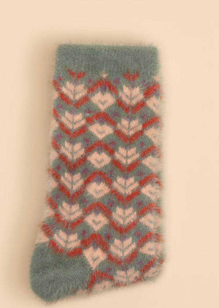 FAIR ISLE TEAL SLIPPER SOCKS