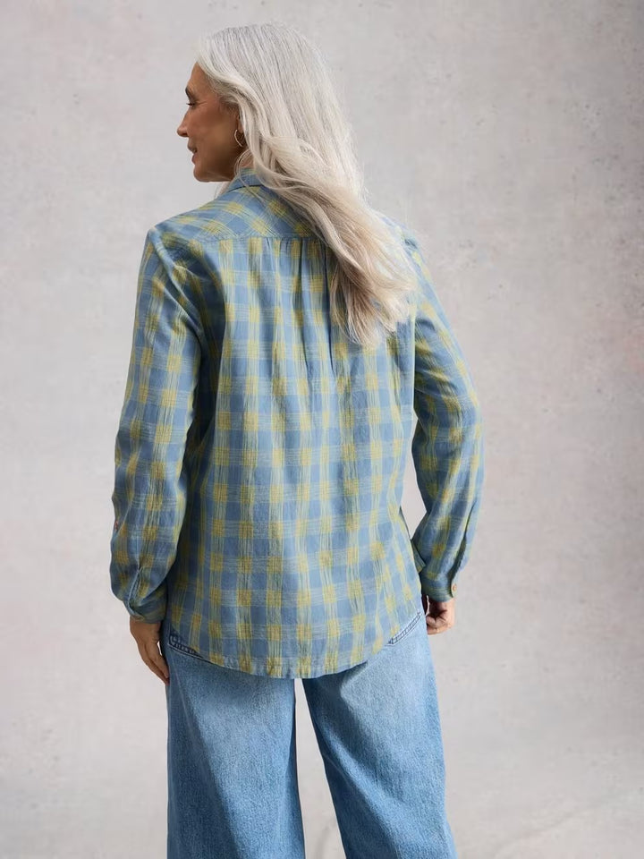 SOPHIE ORGANIC CHECK SHIRT BLUE MLT