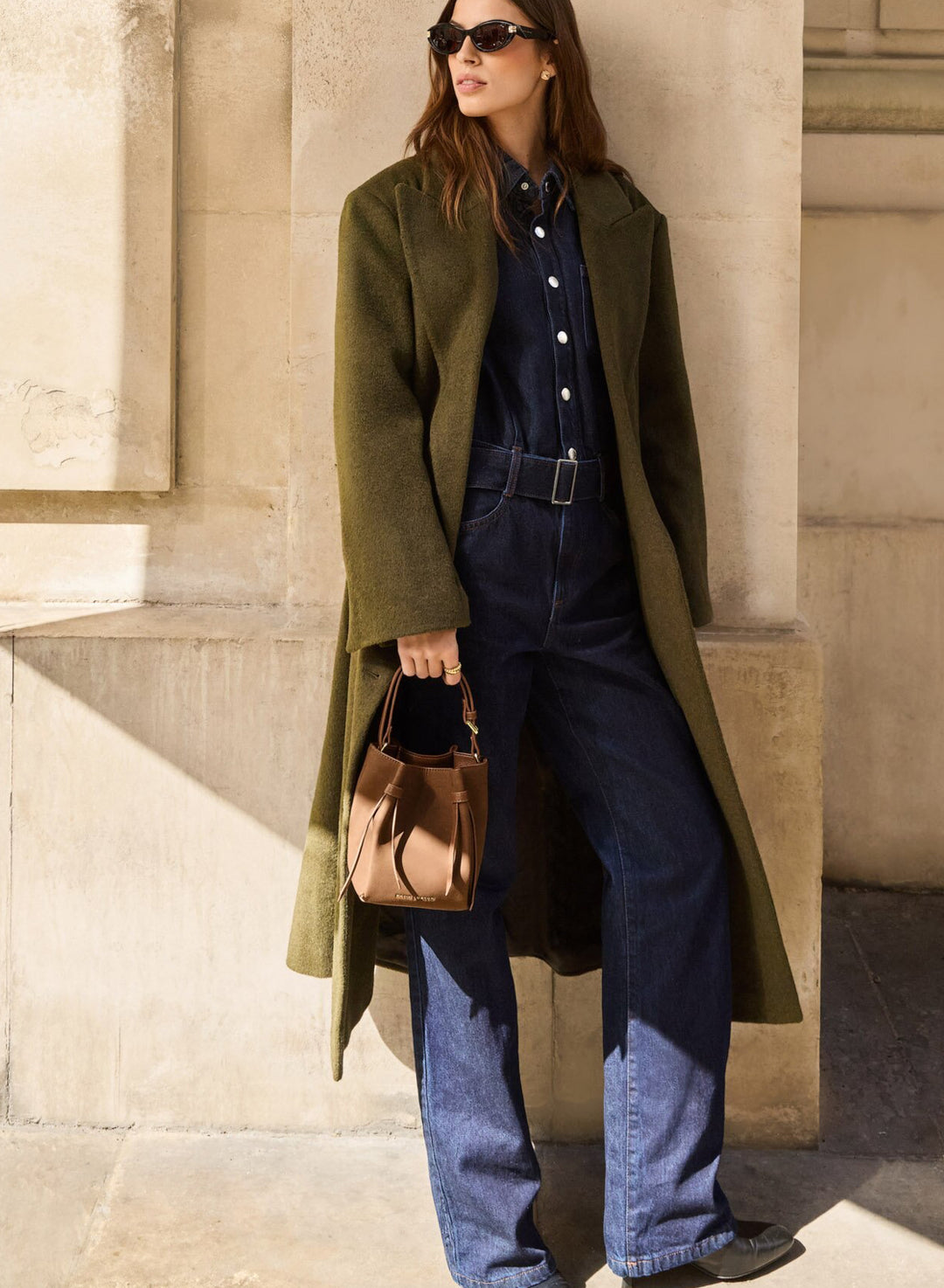 CELINA MINI SUEDETTE BUCKET BAG |  CARAMEL SUETTTE