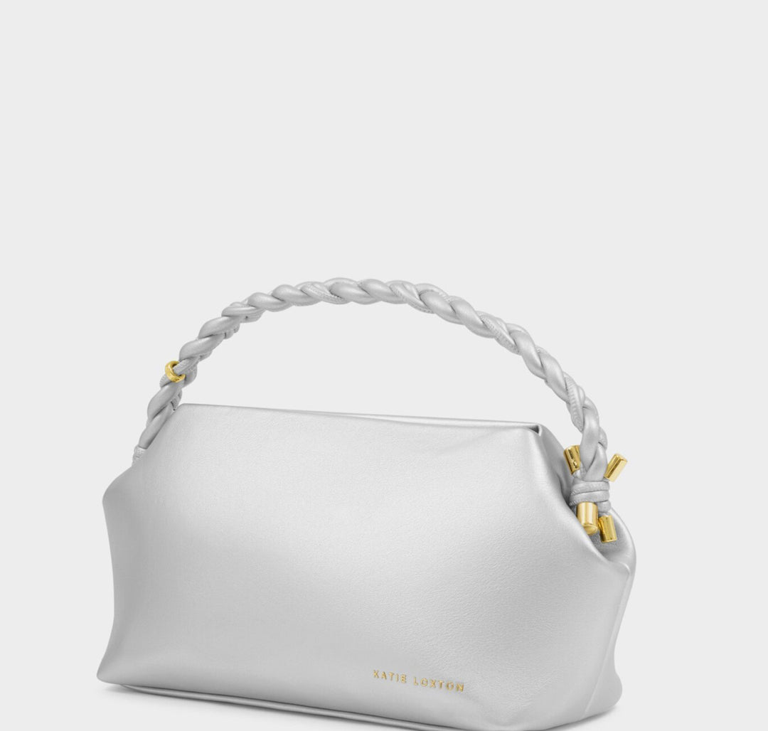 ARDEN BRAIDED TOP HANDLE BAG | SILVER