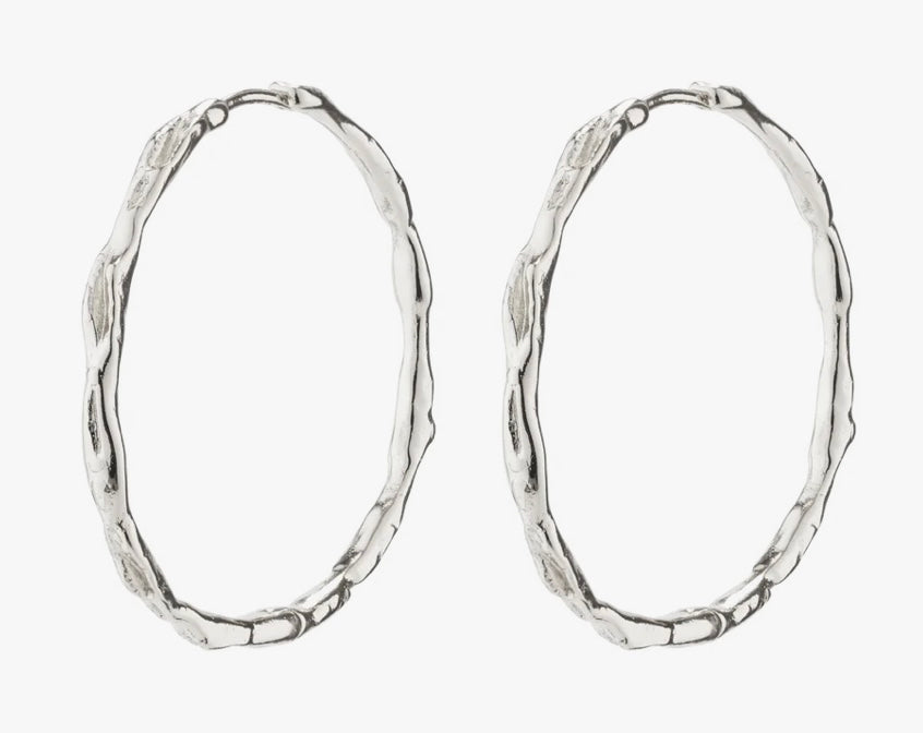 EDDY RECYCLED ORGANIC SHAPE SILVER PLATED MAXI HOOPS