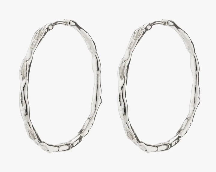 EDDY RECYCLED ORGANIC SHAPE SILVER PLATED MAXI HOOPS