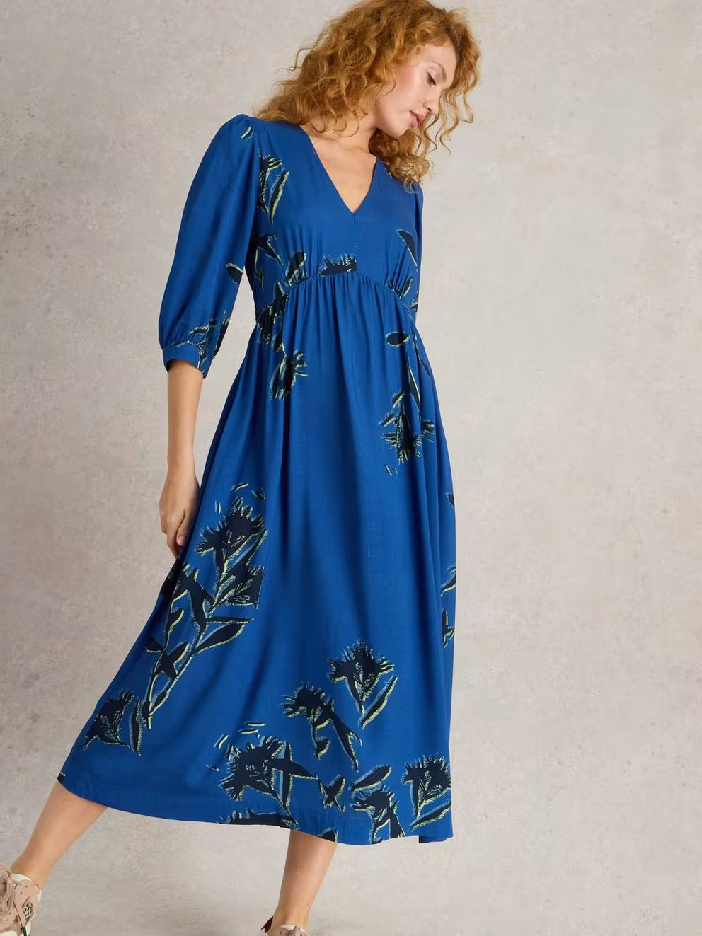 LUCY MIDI DRESS BLUE PRINT