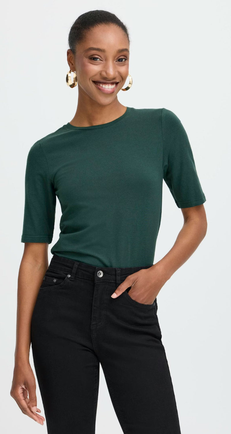 PAMILA HALF SLEEVE T-SHIRT GREEN GABLES MELANGE