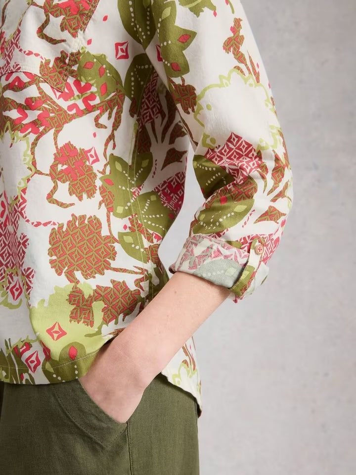 SOPHIE ORGANIC COTTON SHIRT GREEN PRINT