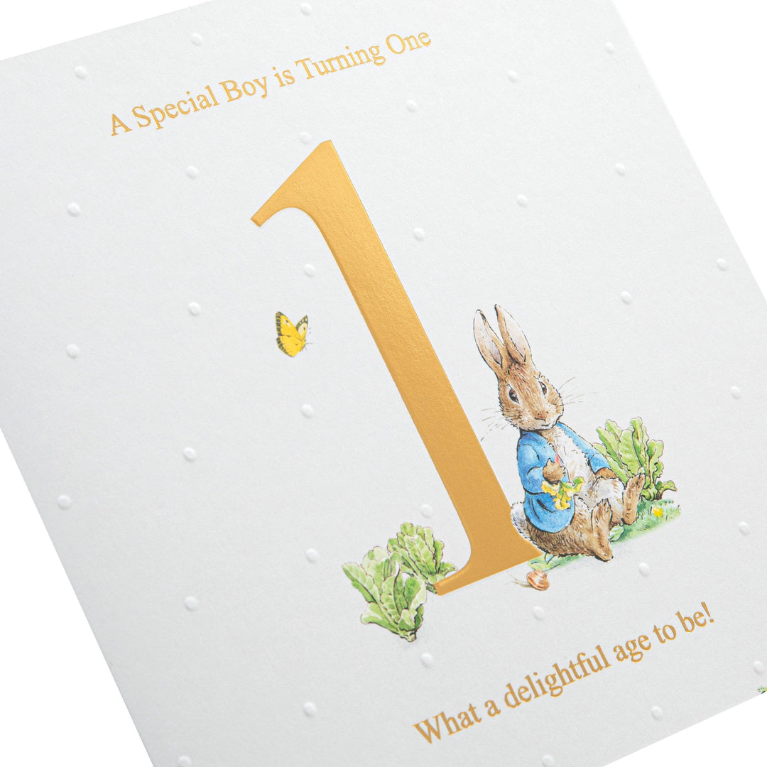 1st Birthday Card - Beatrix Potter's Peter Rabbit Design