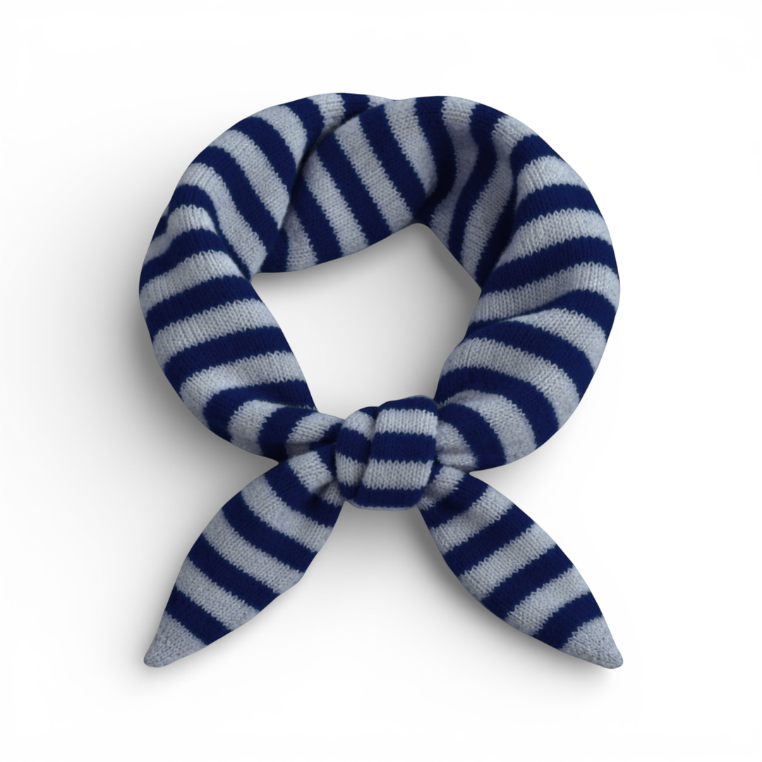 Striped Wool Blend Light Weight Triangle Neck Scarf: Taupe Cream