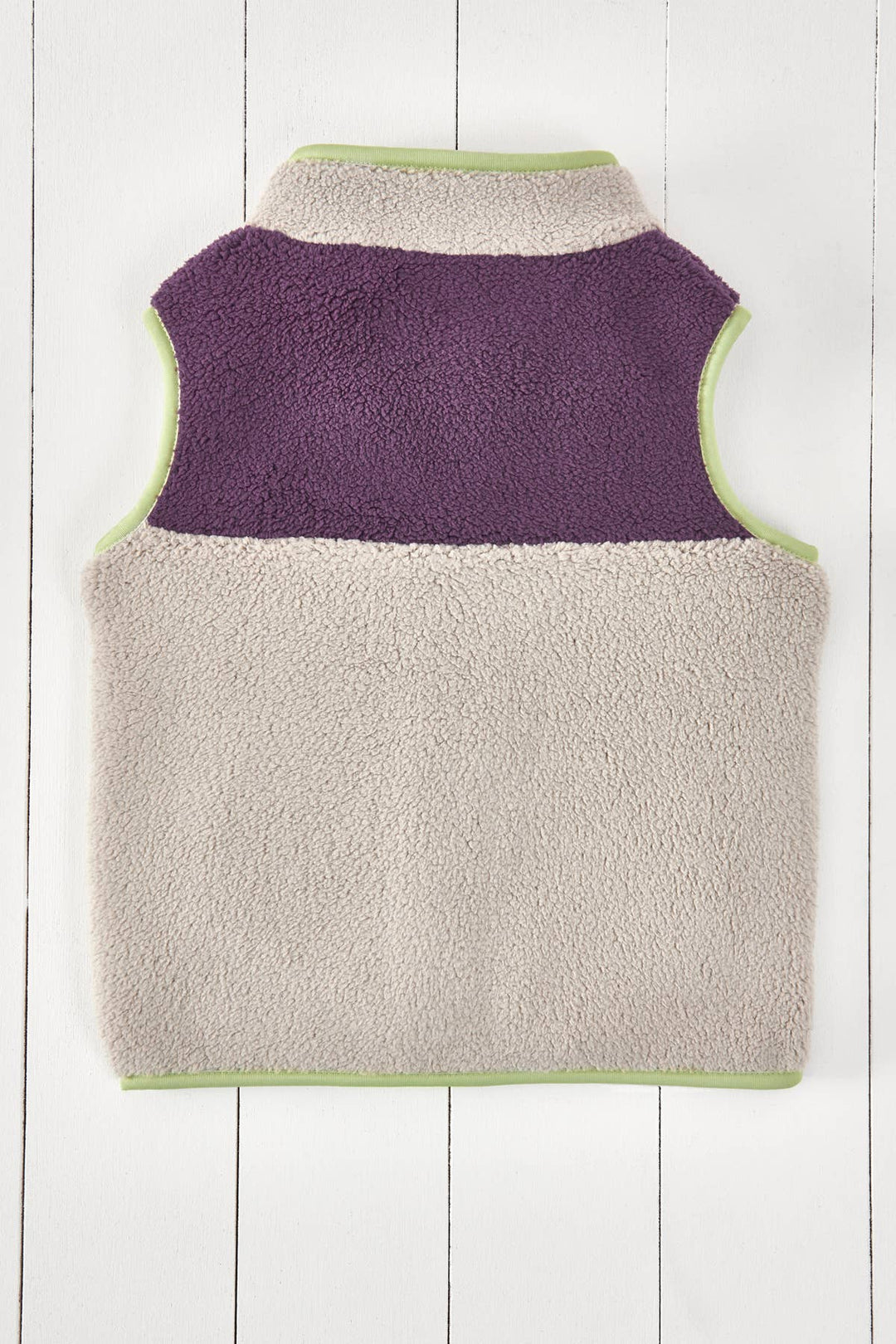 Amethyst Purple and Geothermal Grey Kids Borg Gilet: 3-4years