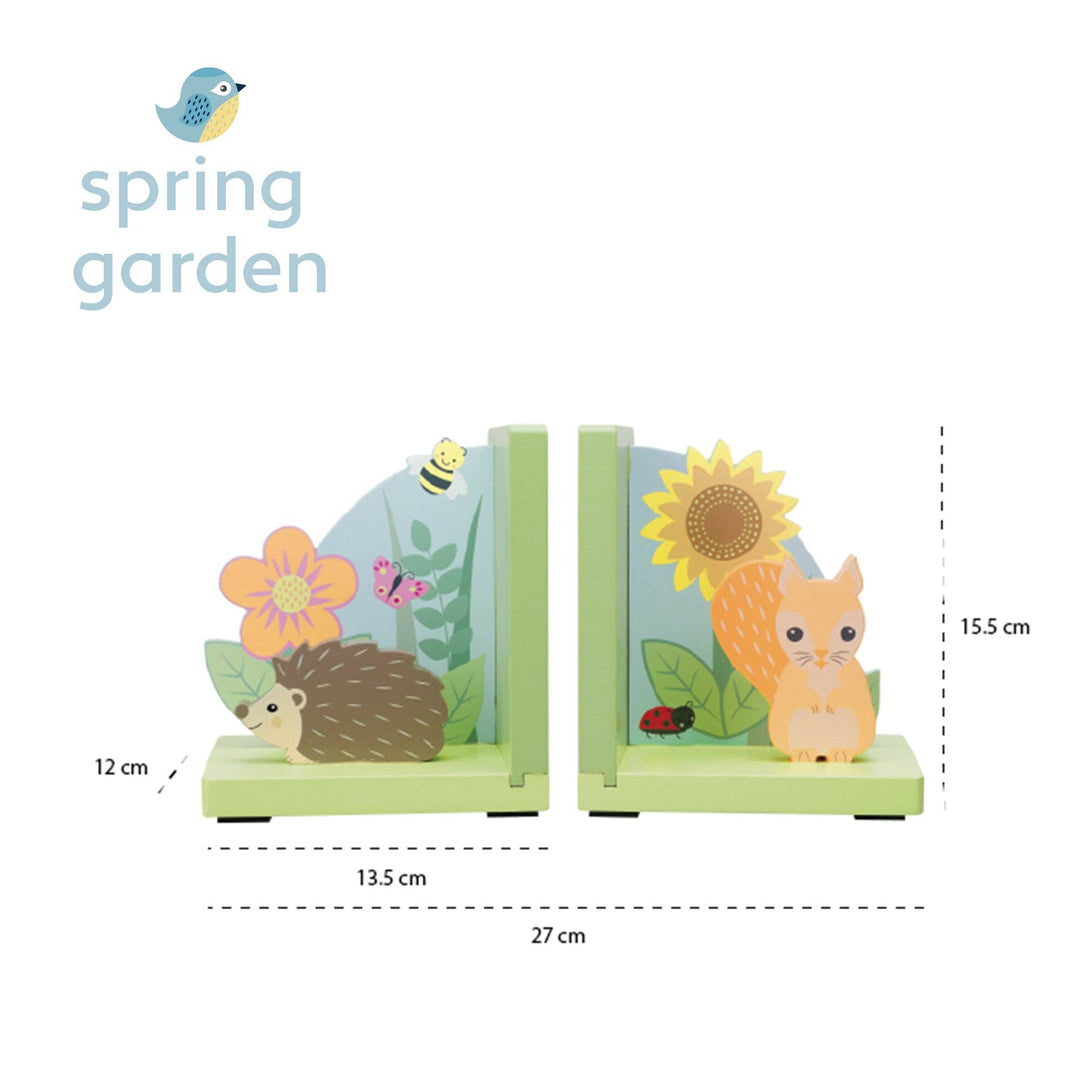 Spring Garden Wooden Bookends