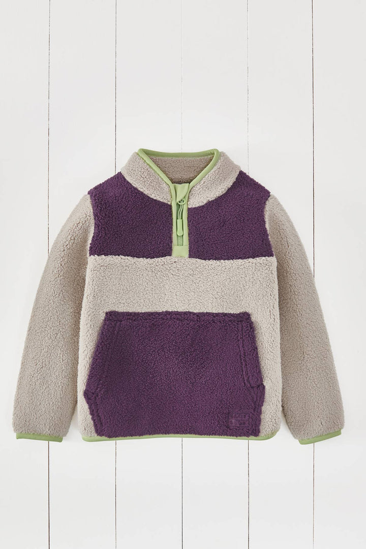 Amythst Purple & Geothermal Grey Borg Quarter Zip Jumper: 5-6years