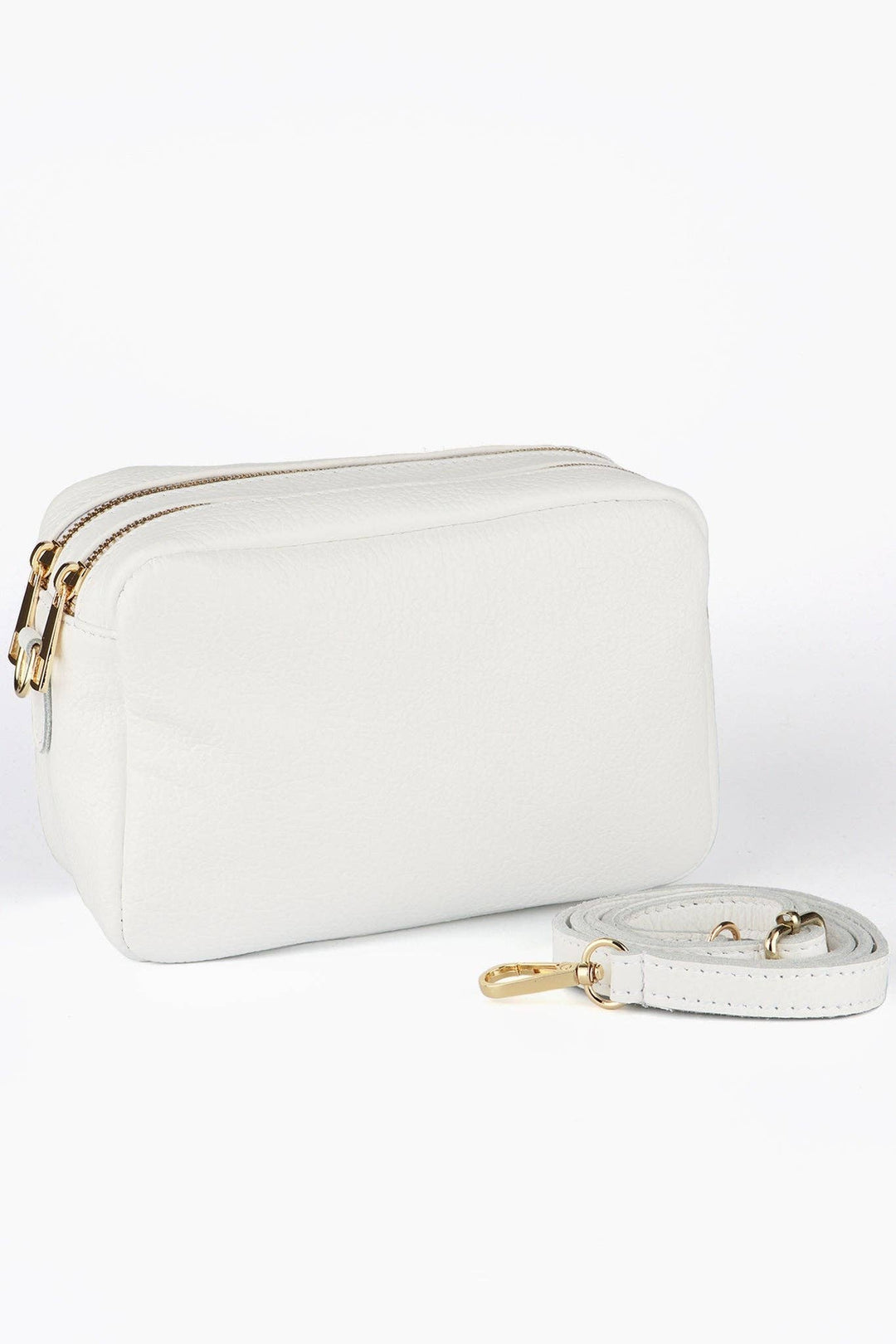 Naomi - Italian Leather Crossbody Bag - White, Pebbled: One-size