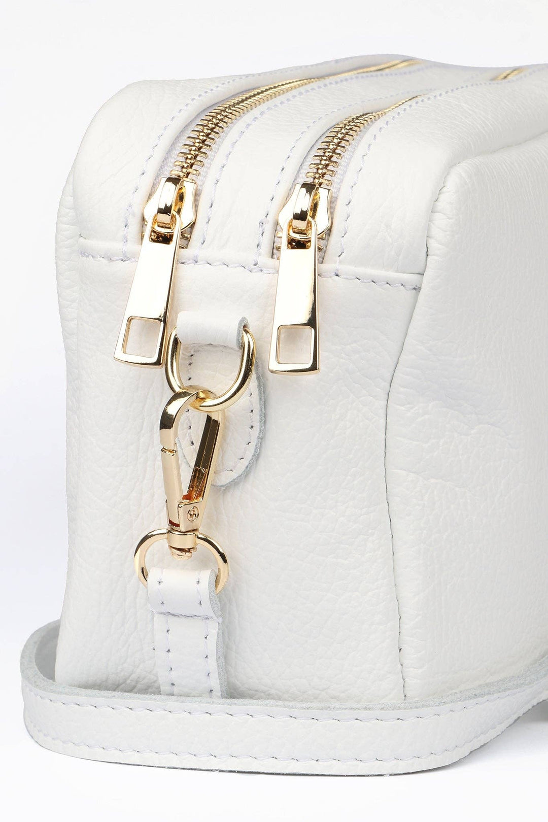 Naomi - Italian Leather Crossbody Bag - White, Pebbled: One-size