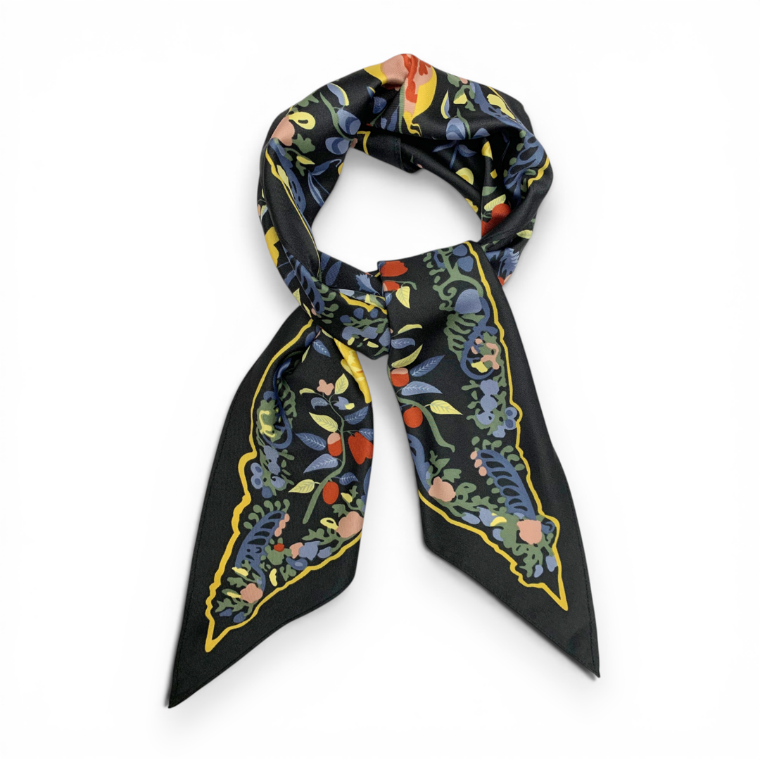 Triangle Silky Flower Scarf: Cream