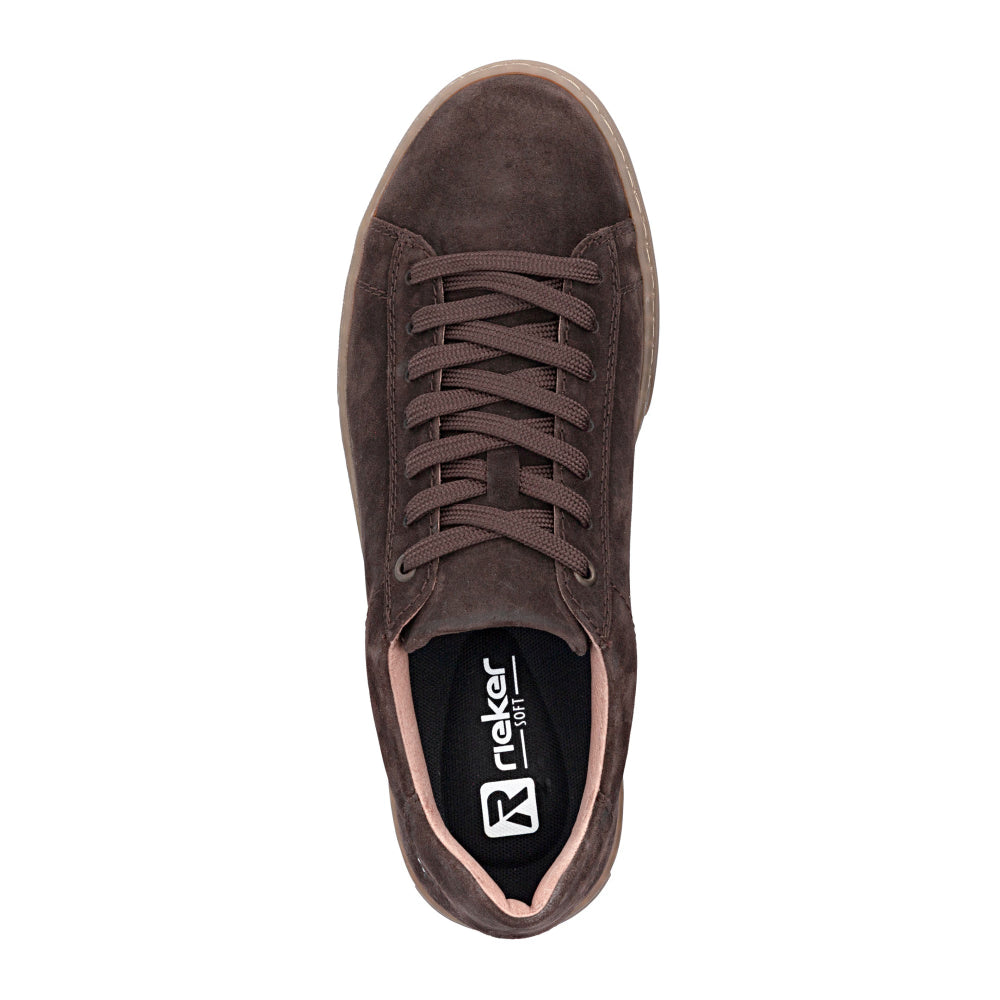 Rieker Men's Brown Leather Lace-Up Trainers U0701-25