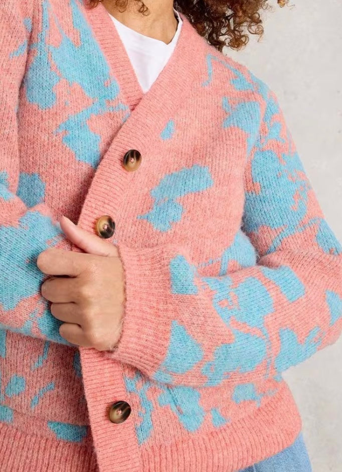JENNY FLORAL CARDI CORAL MLT